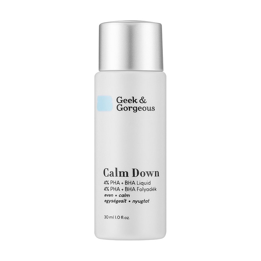 Ексфоліант для обличчя Geek &amp; Gorgeous Calm Down 4% PHA + BHA Liquid для чутливої шкіри, з кислотами, 30 мл
